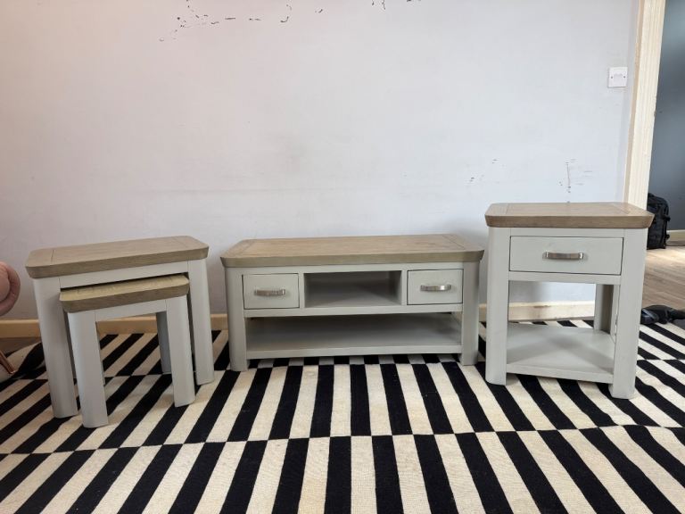 3 Piece Living Room Furniture Bundle - TV Unit / Coffee Table, Side Table & Nest Tables Upcycle 