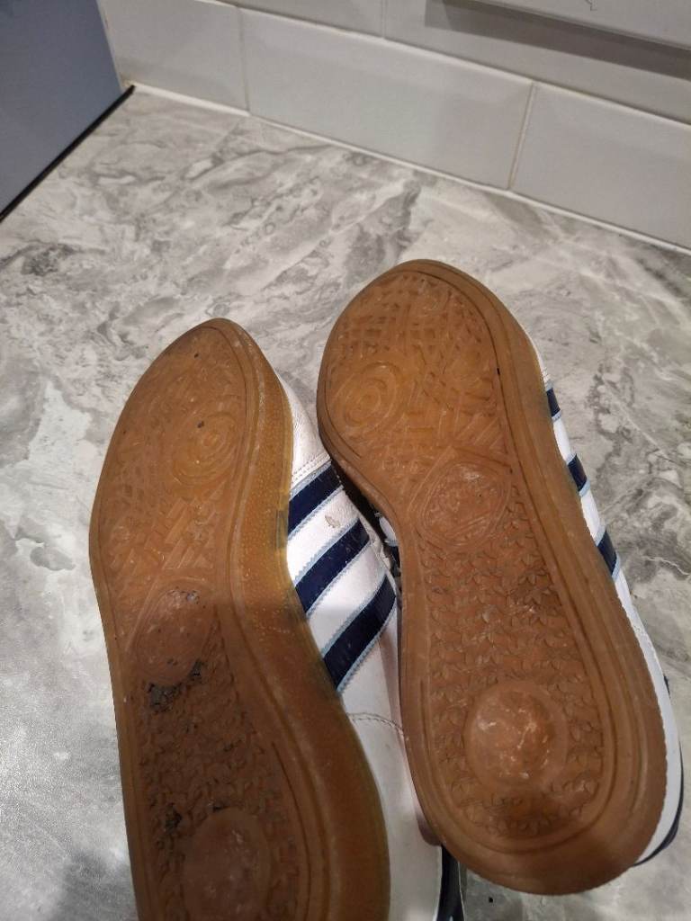 Adidas Spezial Trainers - White with Blue Stripes, Good Condition
