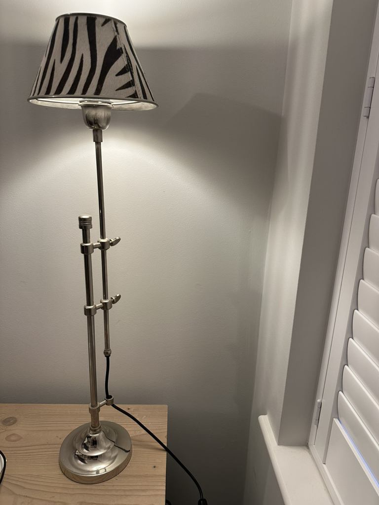 Zebra print faux hair table lamp 