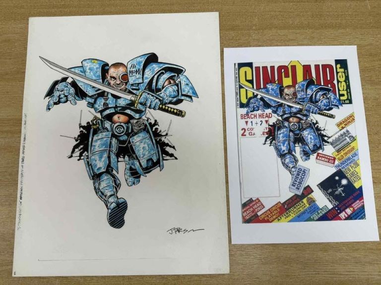 Sinclair user #82 magazine Original Art Cover Bad Dudes Vs Dragon Ninja HI MOM Jerry Paris 