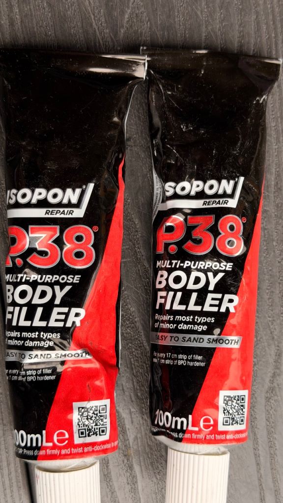 2 x Davids Isopon P38 100ml Easy Sand Car Body Filler Dents & Scratches