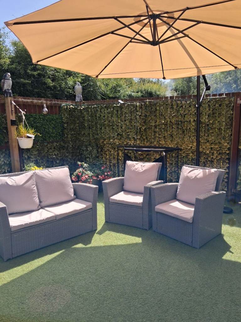 Outdoor Rattan Sofa Set - 2 Seater Sofa & Two Chairs