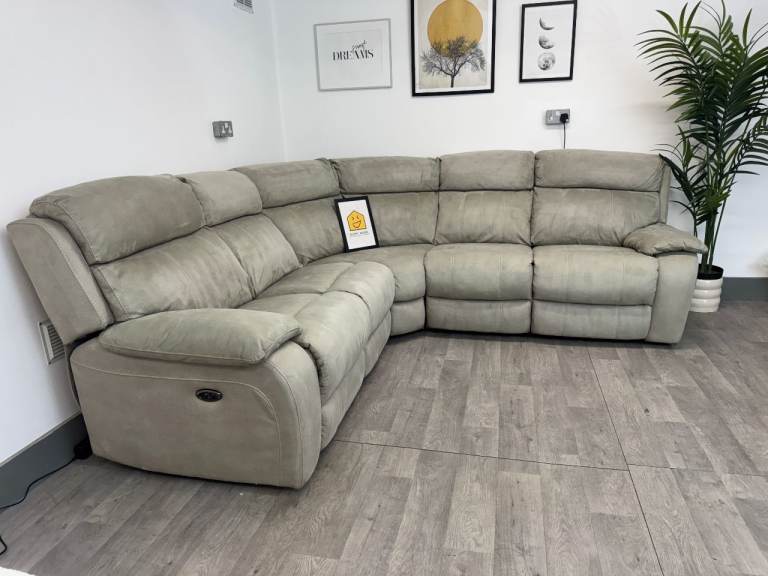 Grey Electric Recliner Corner Sofa