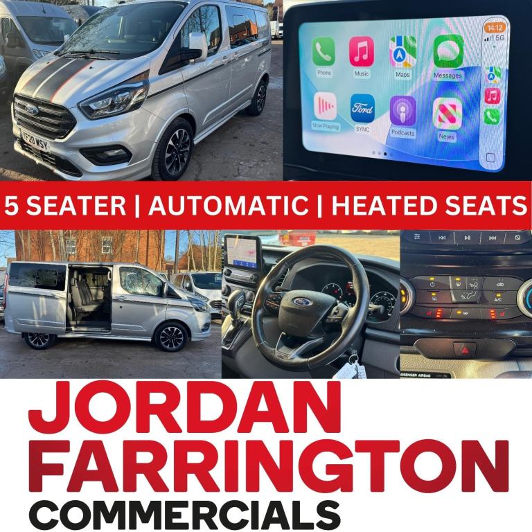 2020 FORD TRANSIT CUSTOM 320 SPORT 185 BHP AUTO SWB CREW VAN WITH TAILGATE
