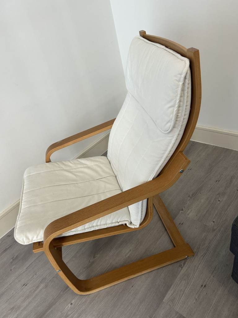 IKEA Poang Rocking Chair with Beige Cushion - used condition but looking for a good home