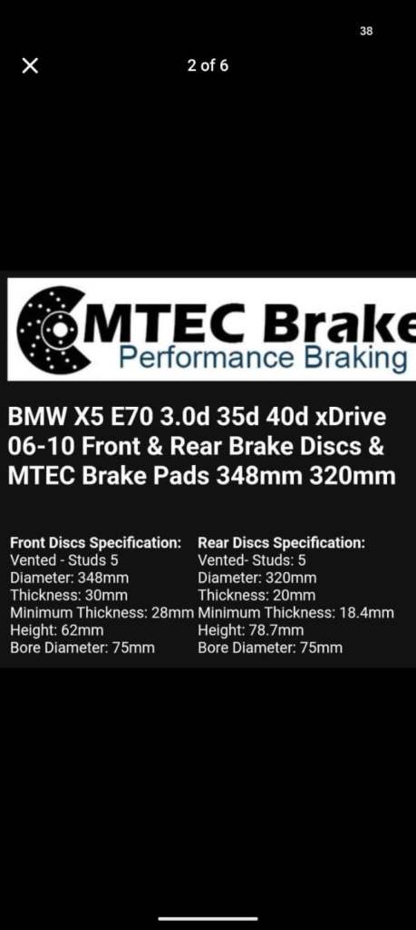 Bmw x5 e70 front and rear brakes 