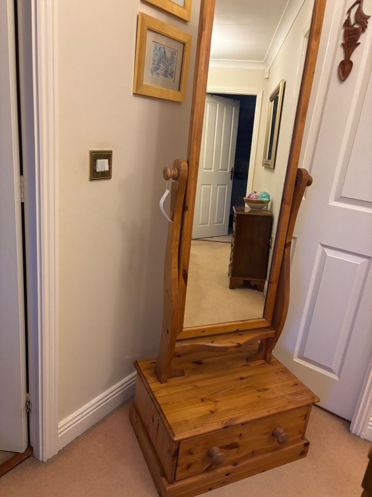 Mirror - pine freestanding pedestal mirror