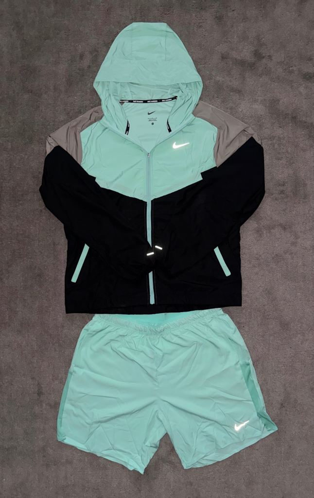 Nike Miller Running Jacket & Shorts Set Mint Green Black UK M/L