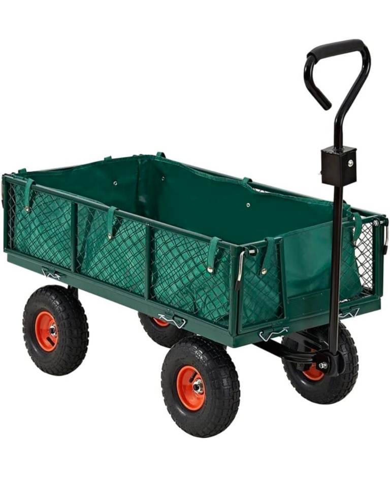 350 KG Large Garden Carts Wagon, 350KG Capacity Heavy Duty Pull Trolley, Utility Camping Truck 