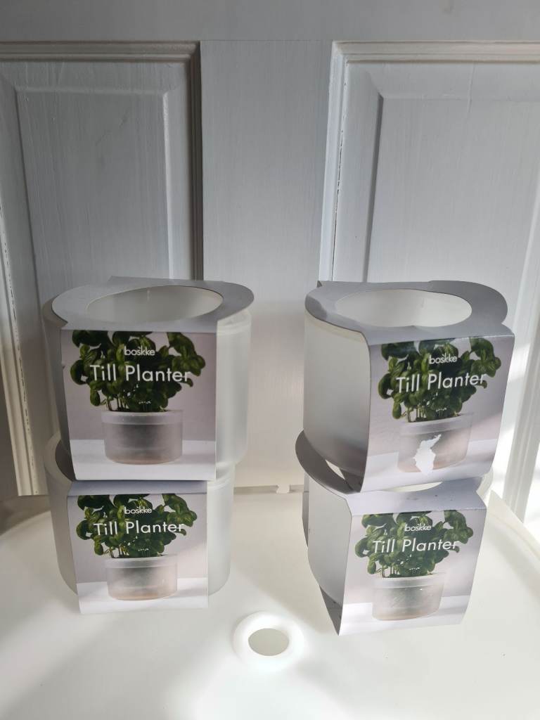 New boskke 10.5cm single self watering herb plant pot x4