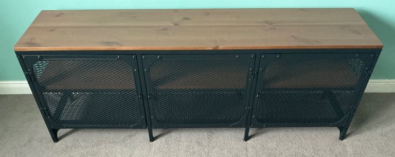 IKEA FJÄLLBO TV Unit - Black Metal & Solid Wood - Great Condition