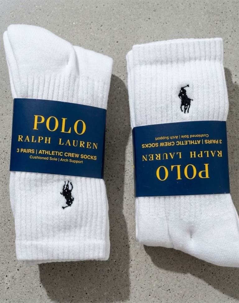 Polo Ralph Lauren Athletic Crew Socks - 3 Pairs, New