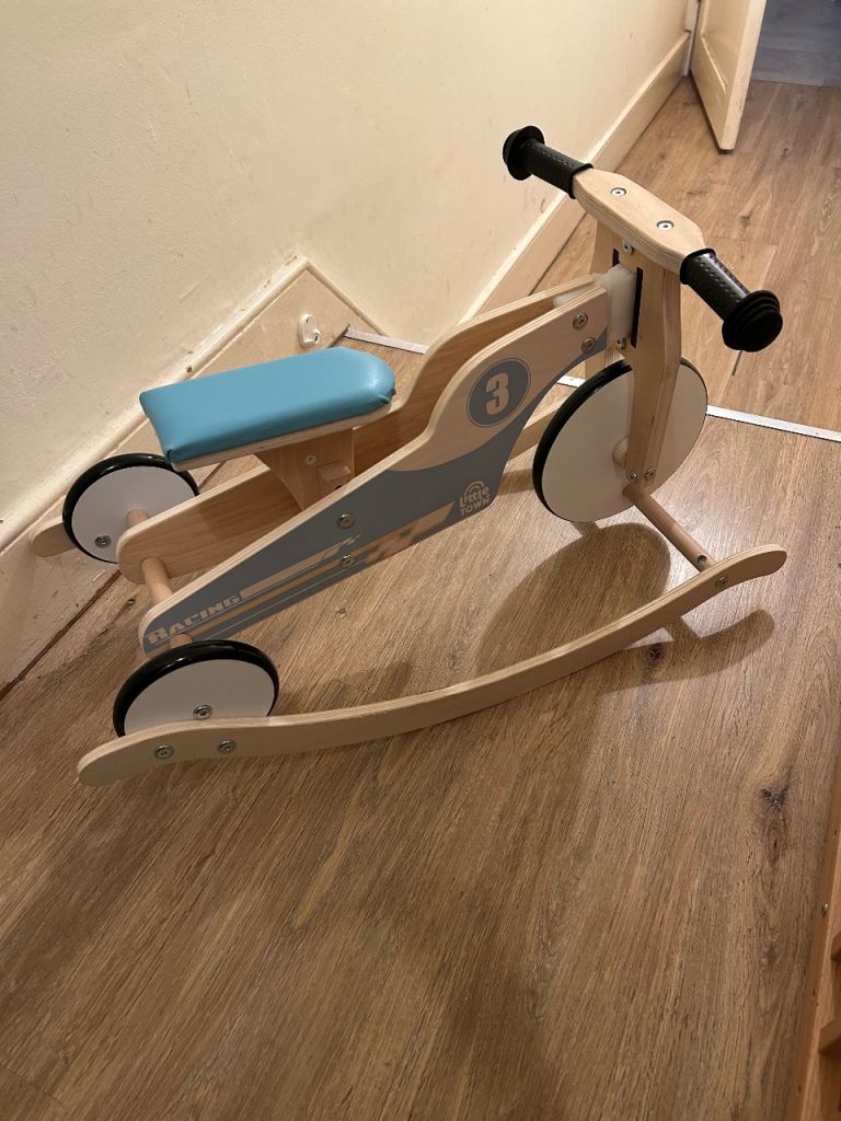 2-in-1 wooden rocker and bike