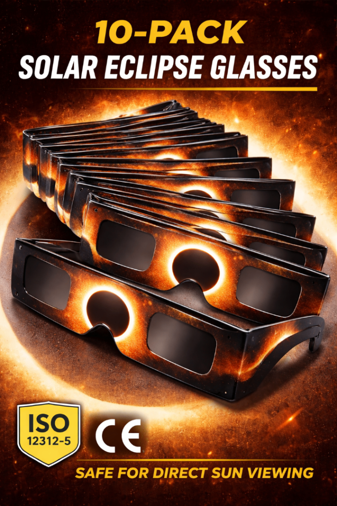 ​10x Solar Eclipse Glasses CE ISO Certified - Safe Sun Viewing UK Aug 12th 2026