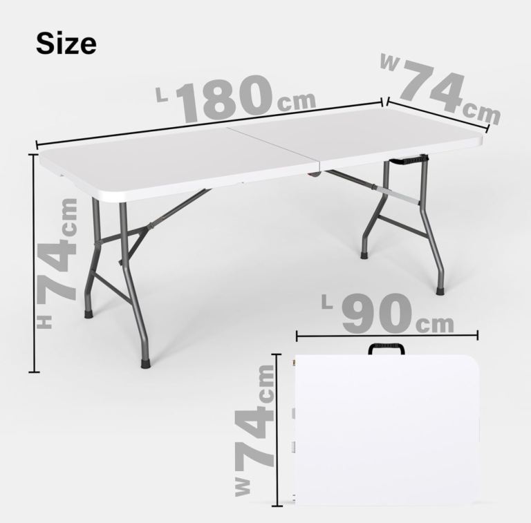 Brand New White 6ft Folding Camping Table – Portable