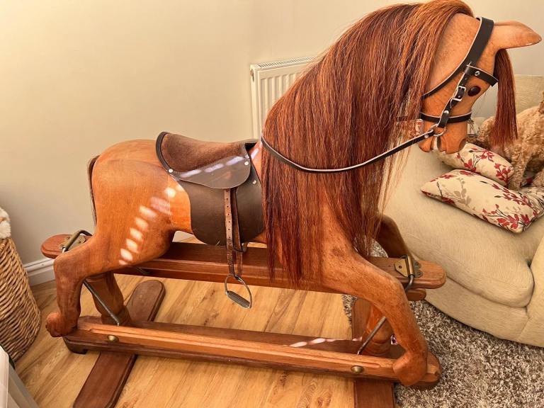 Vintage Hand carved HORSEPLAY of Devon Wooden Rocking Horse.   Collection Only