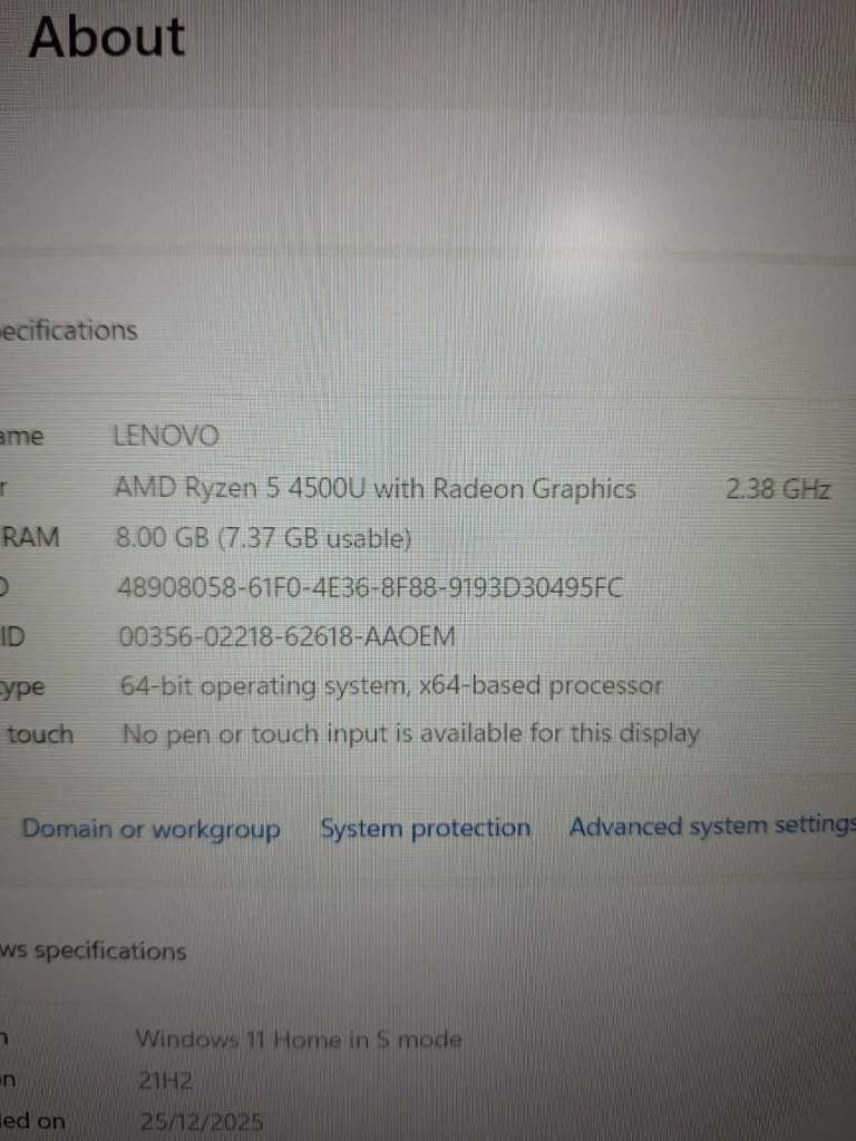Lenovo Ryzen 5,AMD Radeon Graphics.8gb ram,256gb ssd,laptop, £140.00 ...