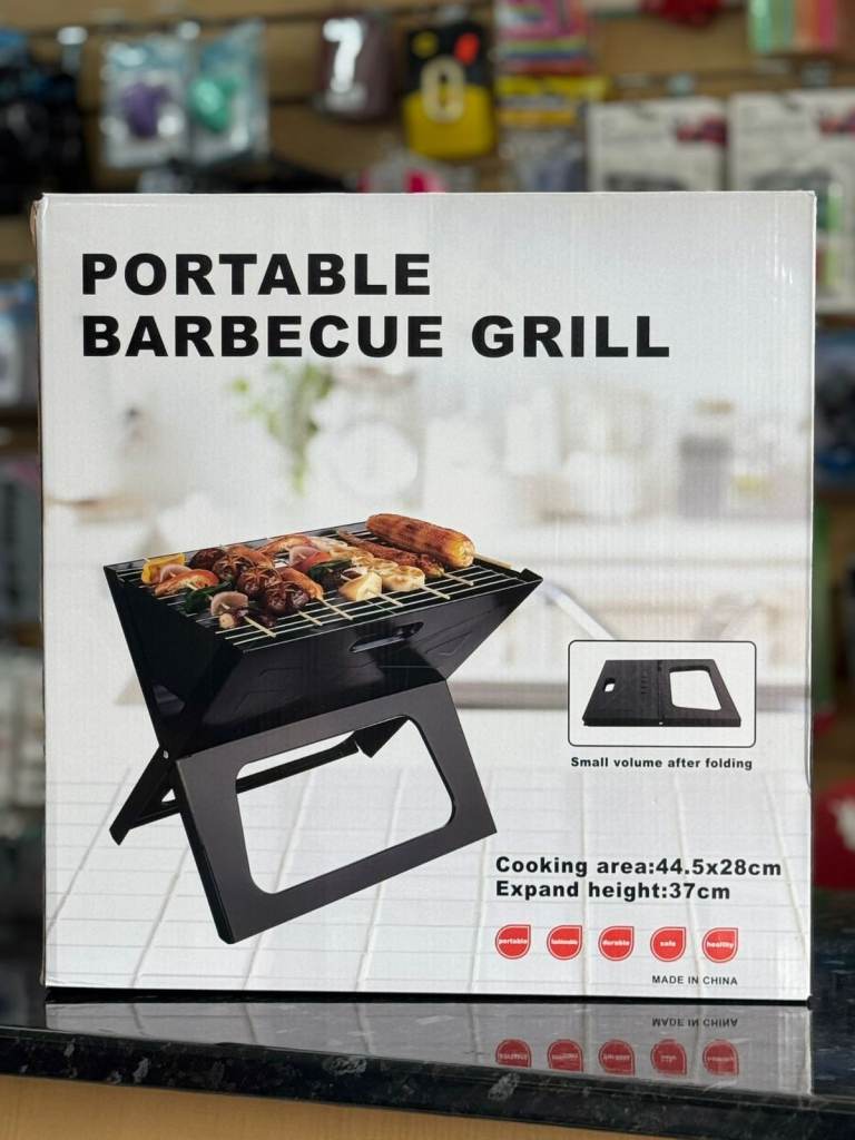Portable Barbecue Grill – Foldable Charcoal BBQ with 44.5×28cm Cooking Area