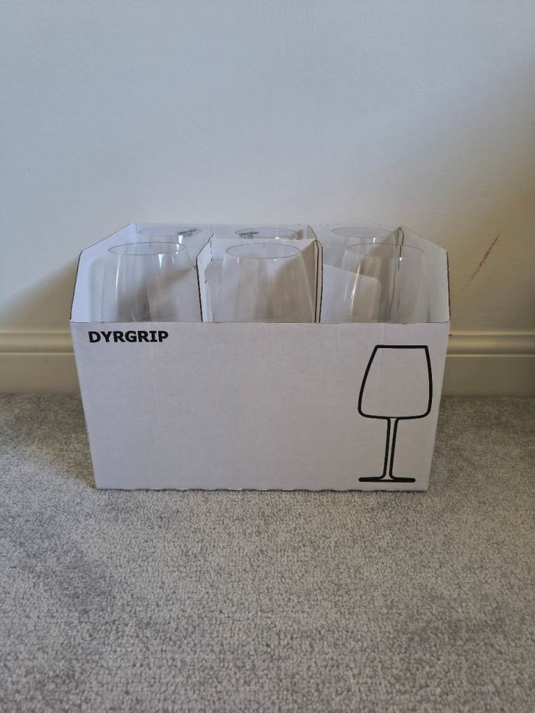 6 X IKEA DYRGRIP Bordeaux Red wine glasses, 58 cl