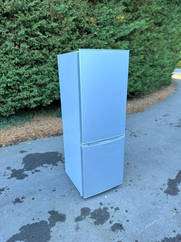 Sleek Silver Freestanding Fridge Freezer with Bottom Mount