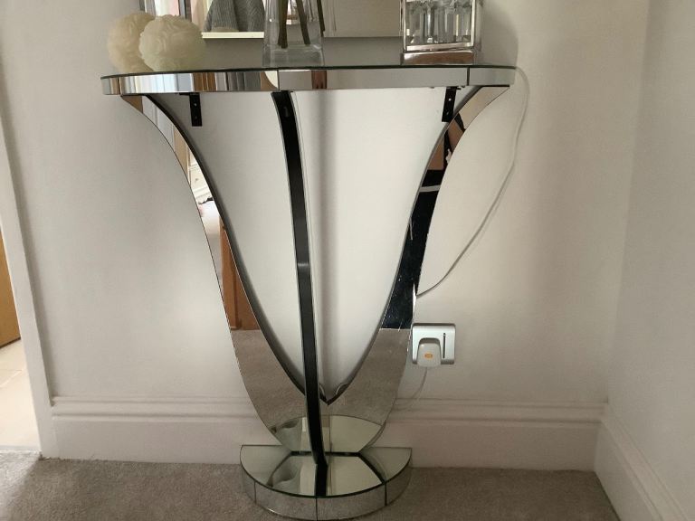 NEXT HALF MOON MIRRORED CONSOLE TABLE