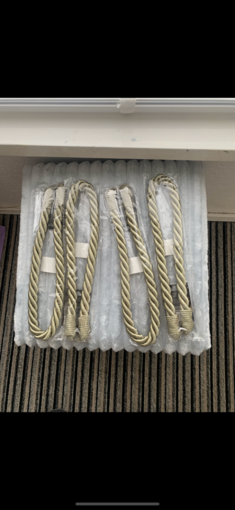TWO PAIRS OF THICK SAGE GREEN TIEBACKS