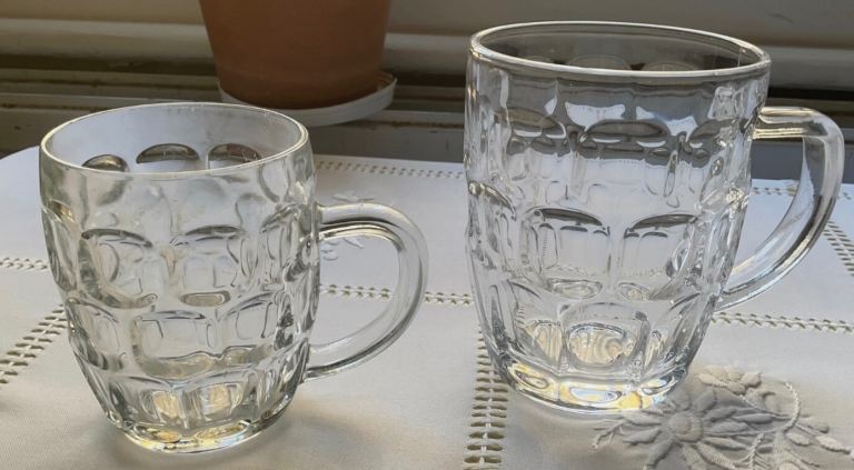 Original dimpled glass pint & Glass Half Pint Tankard £10