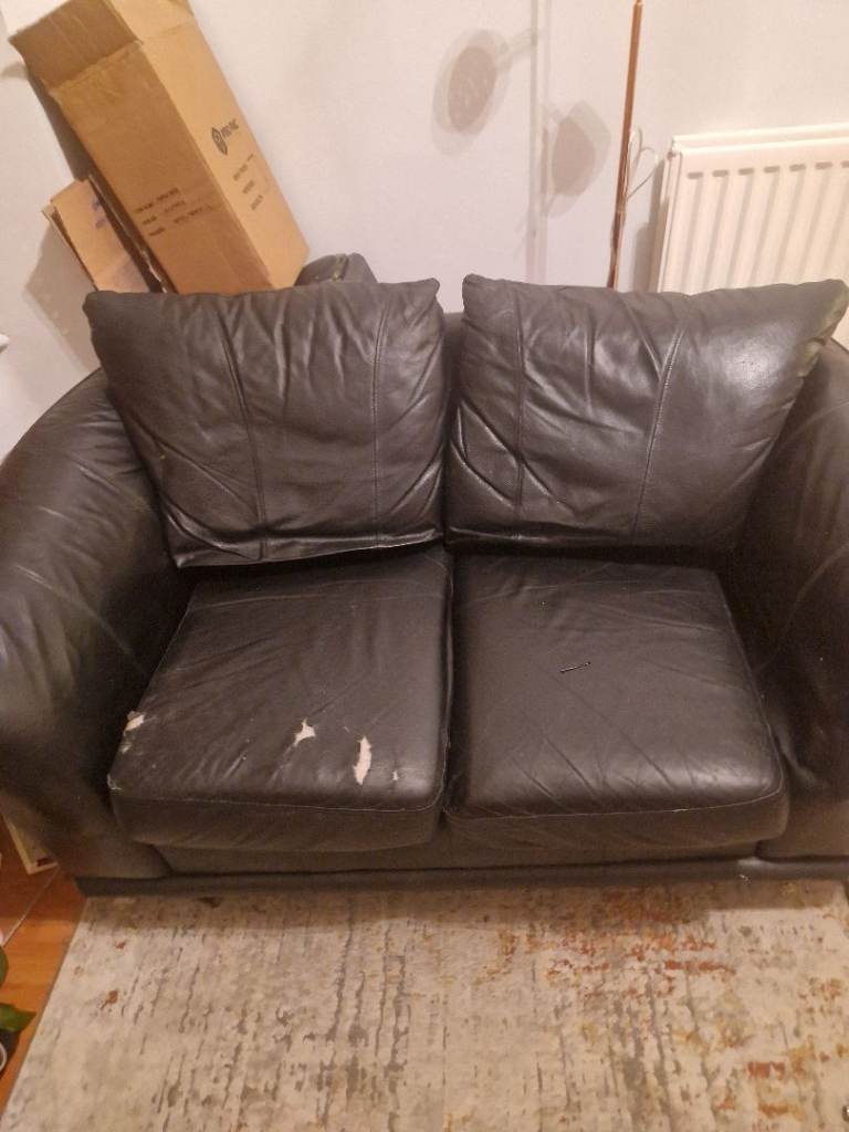 2 Seater Leather Sofa worn