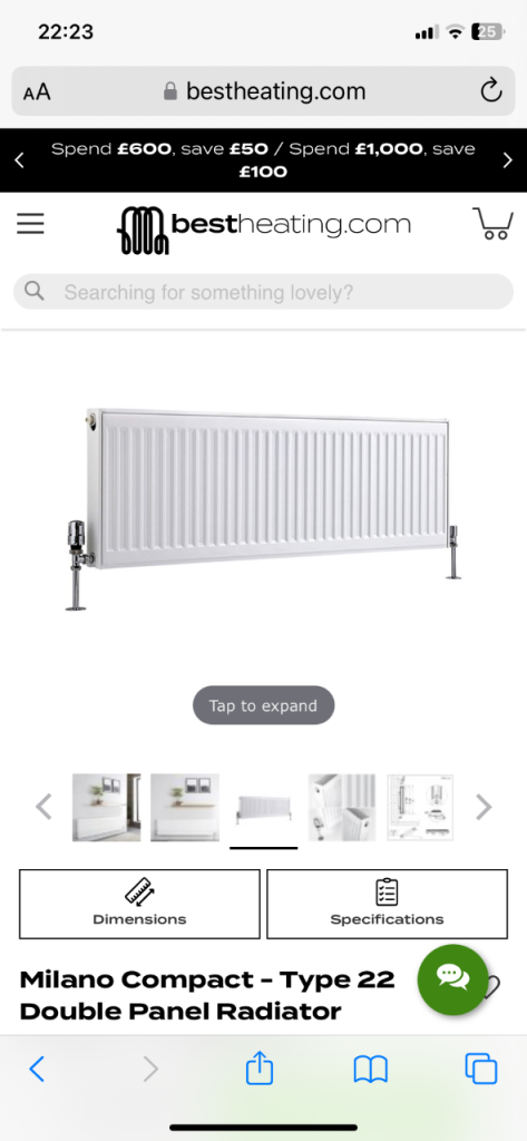 Milano Compact Type 22 Double Panel Radiator - New