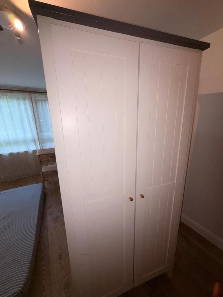 FREE White Wardrobe with Dark Top – Good Condition