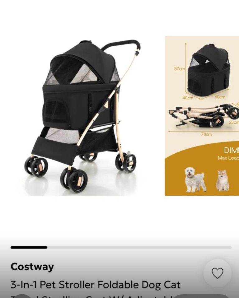 Cost way 3in 1 dog/cat stroller with rain cover