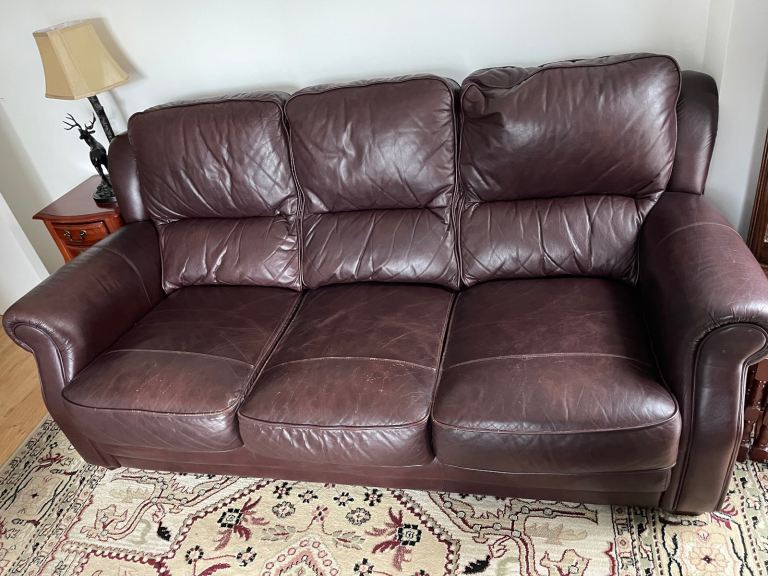 image for 3 seater DFS brown leather 