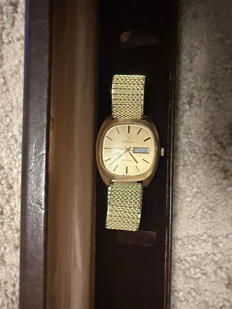 Solid gold vintage Marvin automatic watch 