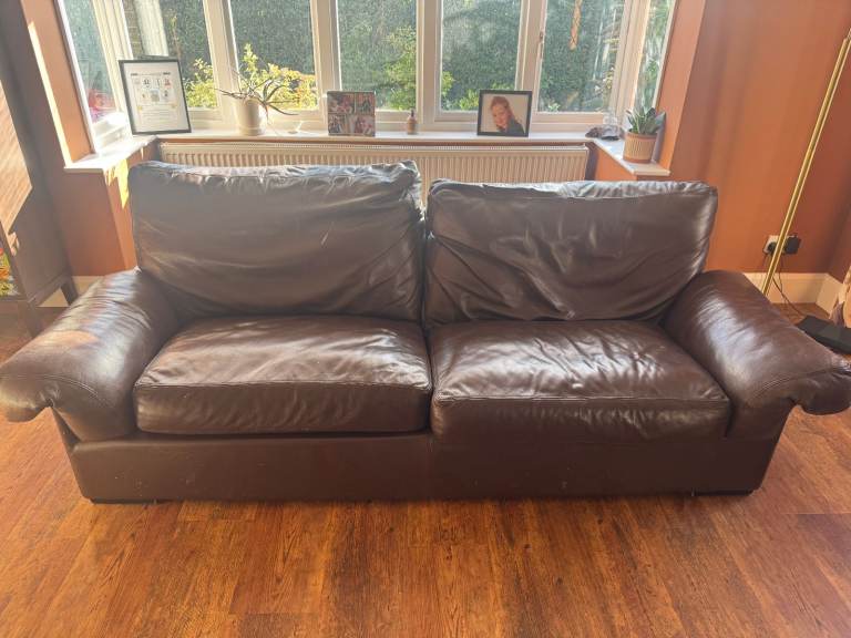 Brown Leather Sofa - Good Condition