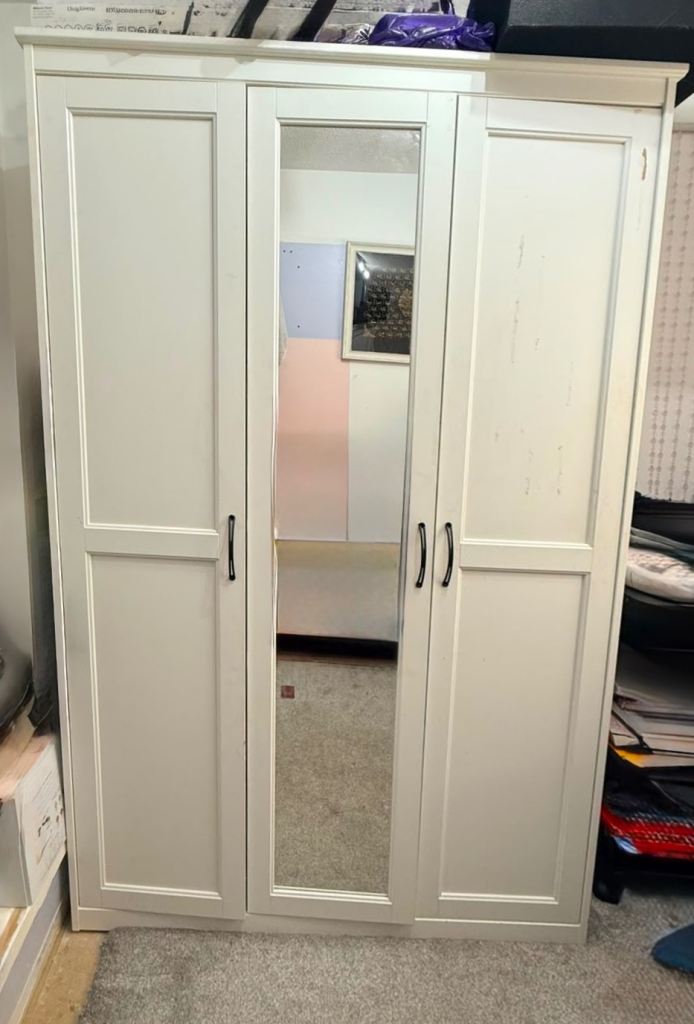 FREE ⭐️ IKEA SONGESAND 3-Door Wardrobe – White (120 x 60 x 191 cm)