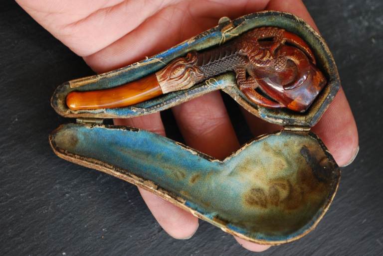 Antique Hand Carved Dragon Claw Meerschaum Tobacco Pipe