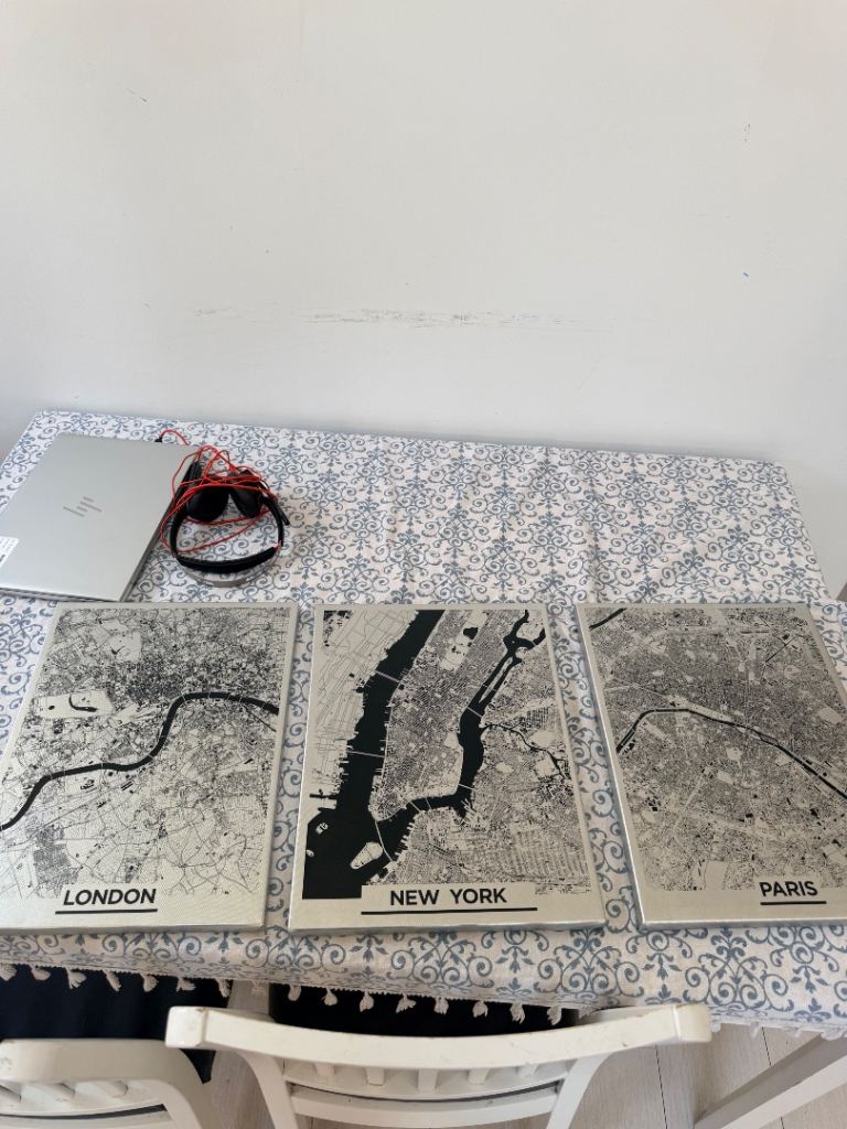 Ikea Set of 3 City Map Wall Art Canvases – London, New York, Paris