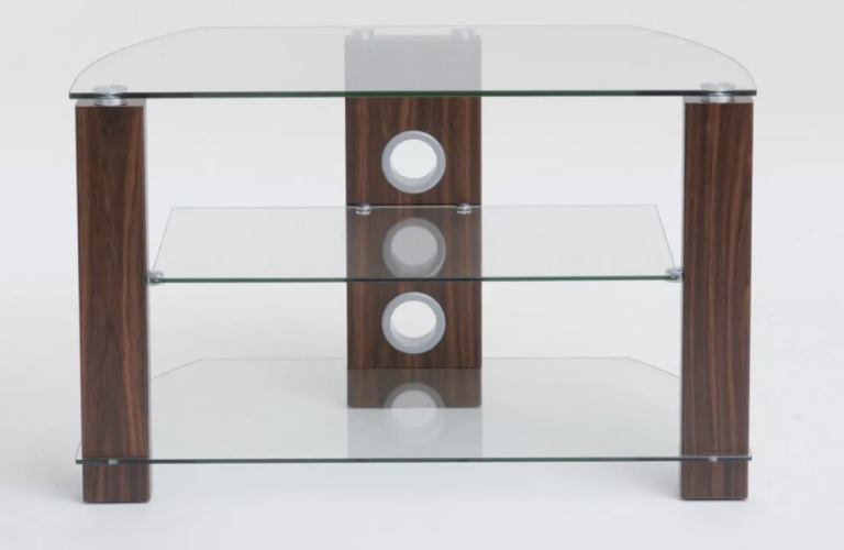TV Stand in Walnut with Clear Glass