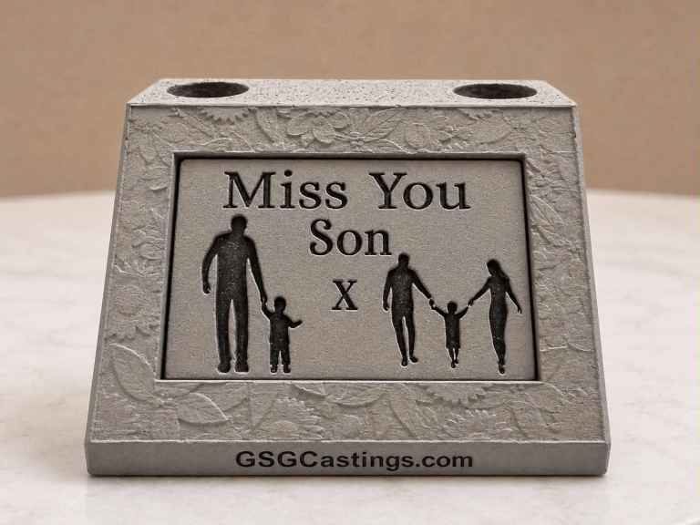  Miss You Son Family & Friend Memorial Grave Garden Ornament Statue - Stone Grey