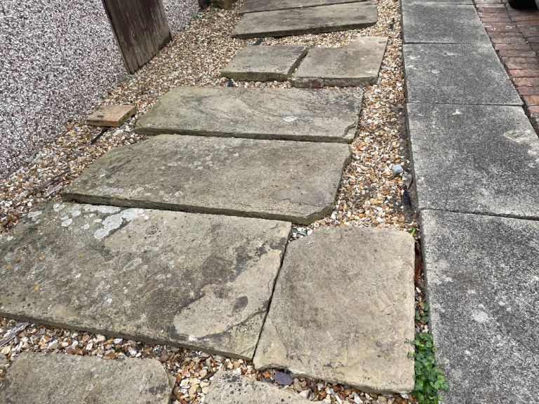 Large Garden Paving Slabs – Approx. 8 Pieces, Fair Condition
