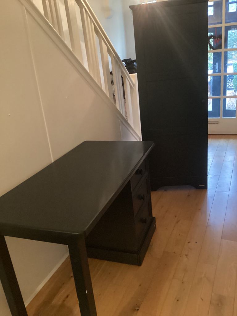 desk and single wardrobe