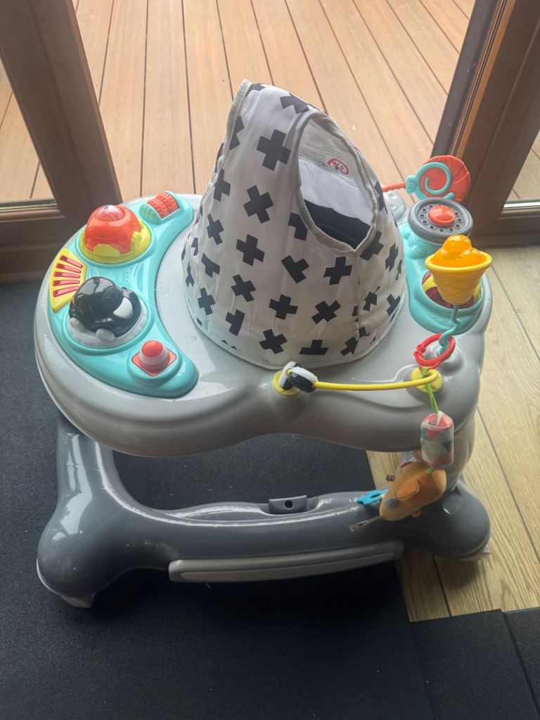 My Child Baby Walker with Activity Tray – Grey, Good Condition