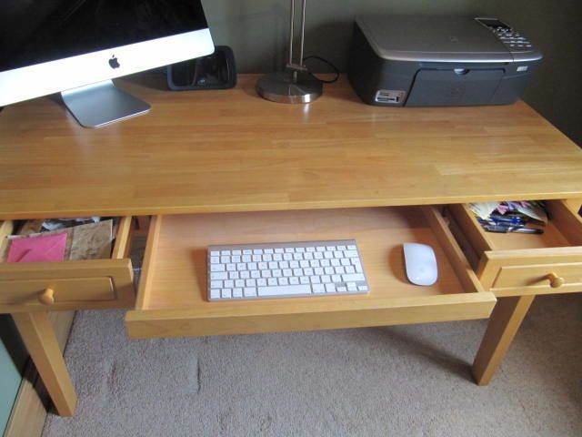 Desk, rubber wood, 3 pull out drawers M&S
