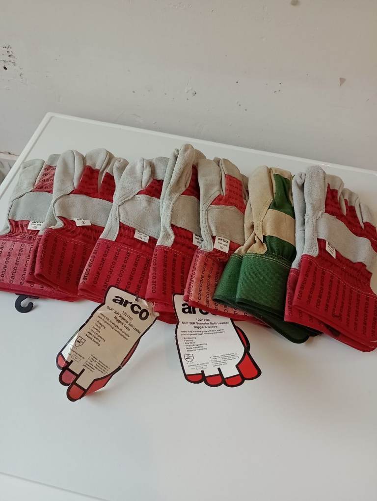 7 Pairs Rigger Leather Gardening Gloves, Size Large