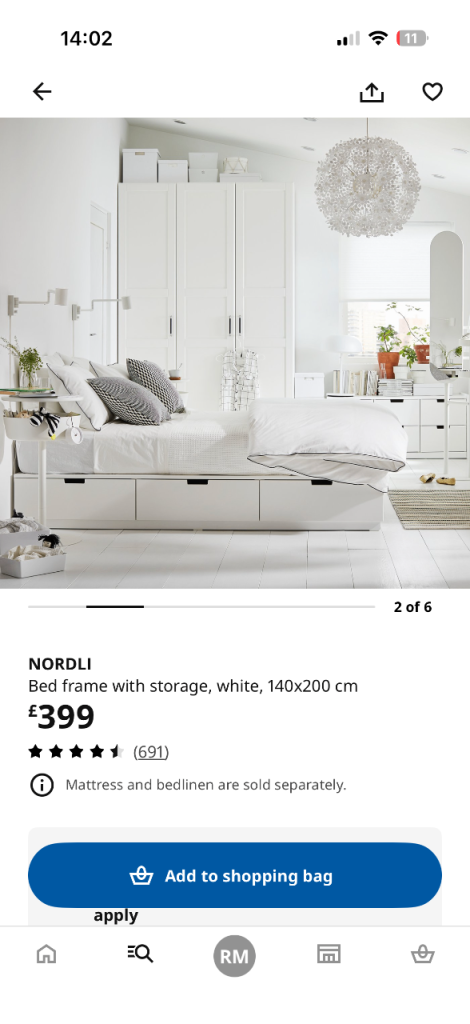 NORDLI Bed Frame with Storage,