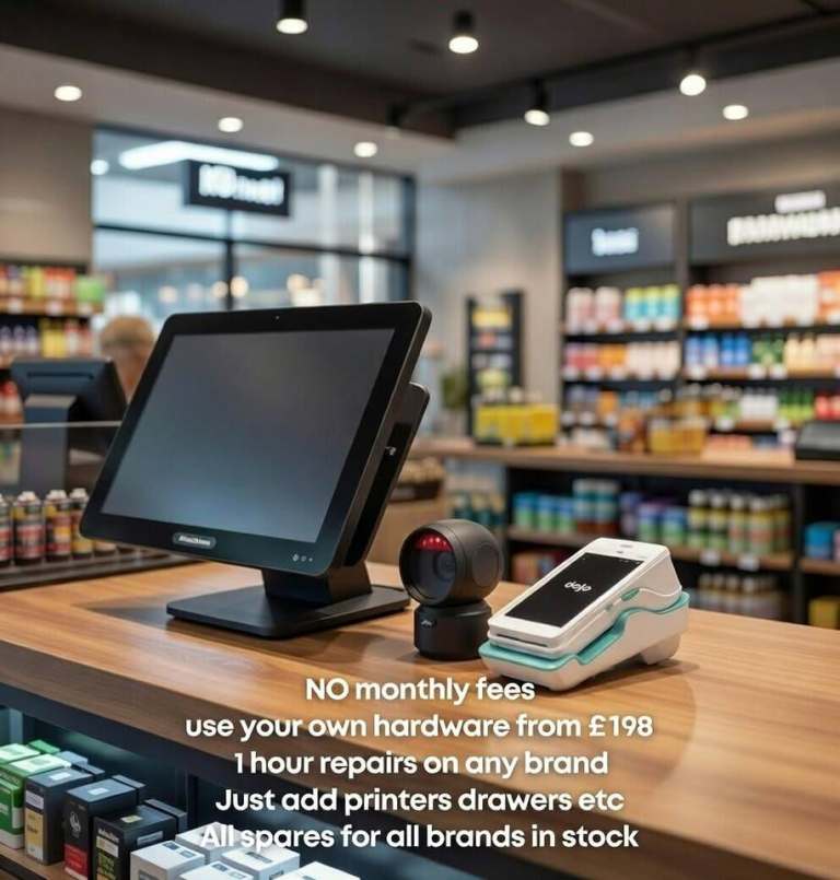 Epos till chicken pizza fish chip shop supermarket pub no monthly fees add printers etc