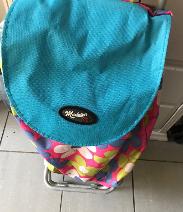 Large folding floral trolley bag large wheels and capacity