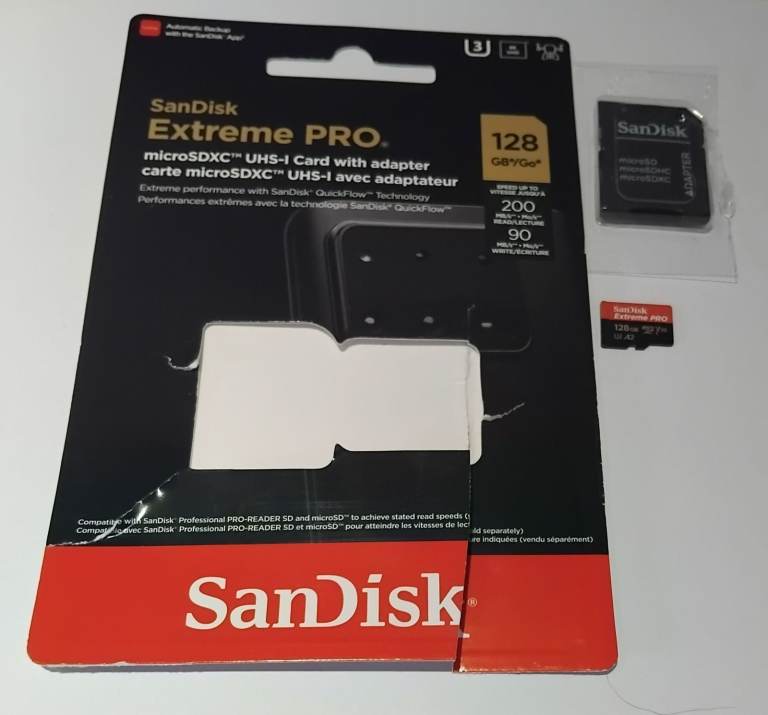 SanDisk Extreme PRO 128GB microSDXC Card with Adapter – Unused