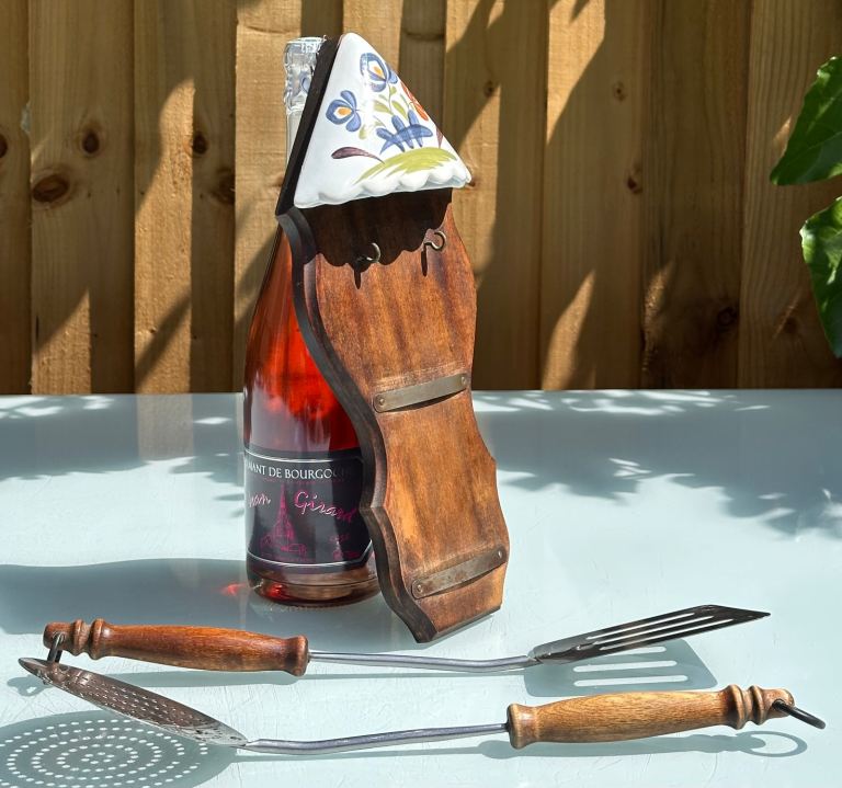 VINTAGE FRENCH DESVRES POTTERY UTENSIL RACK HANGER, GABRIEL FOURMAINTRAUX, 1970s - WILL POST!