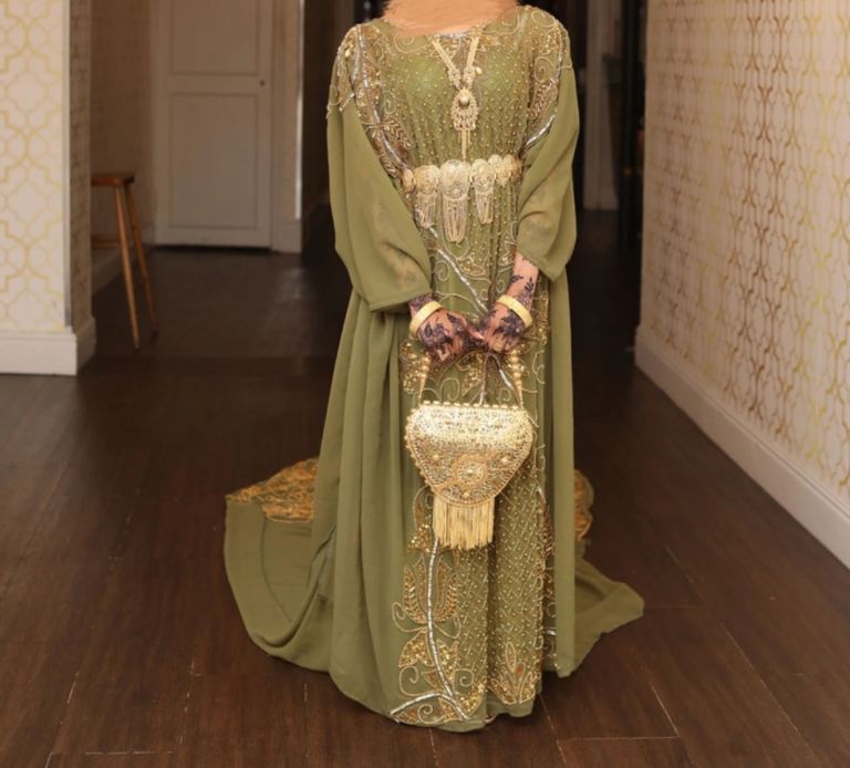 ‘Fairytale Fathi’ (Sage Green)- chiffon somali bridal dirac 